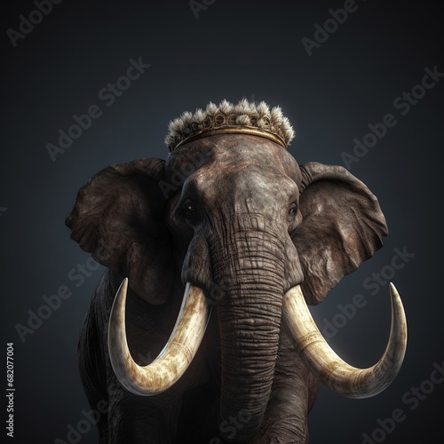 Portrait of a majestic Mammoth with a crown