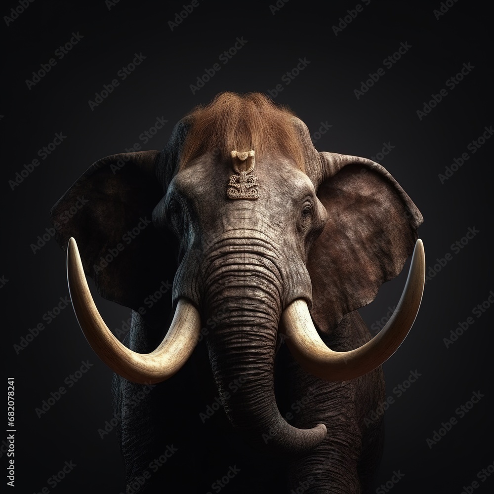 Obraz premium Portrait of a majestic Mammoth with a crown