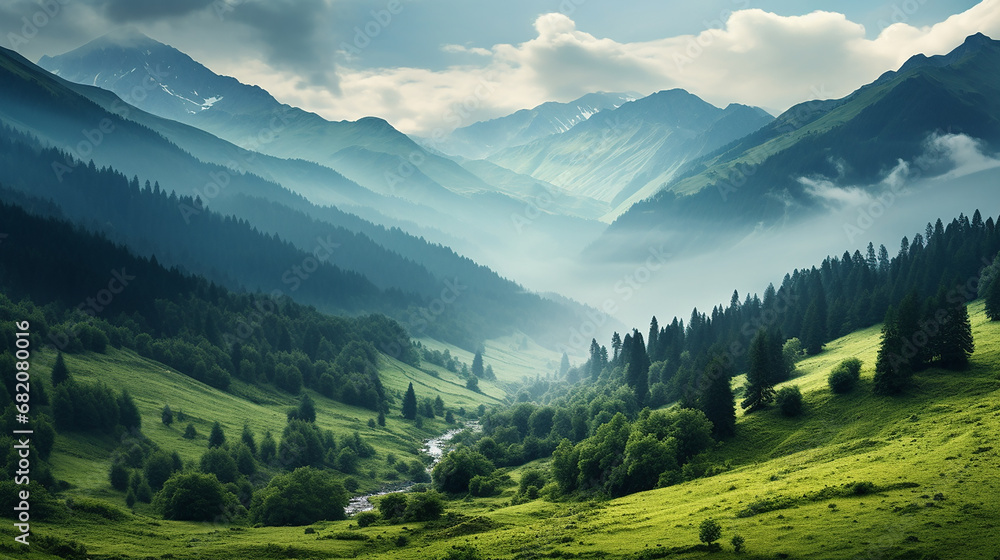 Beautiful nature of the Carpathian mountains, ai technology