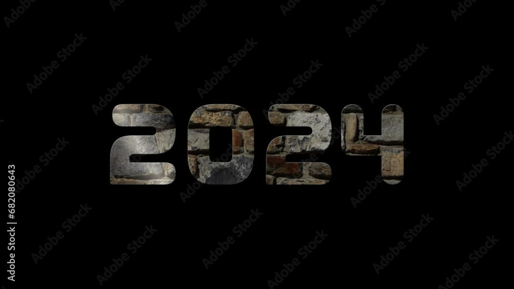 2024 New year text effect Cinematic Title Trailer animation yellow smoke. 2024 animation Isolated on Black background, Festive illustration brick wall numeric 2024.Holiday 2024 New year text effect Cinematic Title Trailer animation yellow smoke. 2024 animation Isolated on Black background, Festive illustration brick wall numeric 2024.Holiday