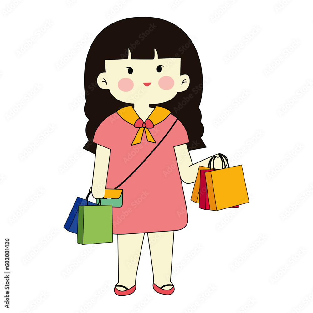 shopping girls illustration	
