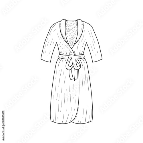 Isolated Hand Drawn Sketch of Pajama Kimono Bath Robe Illustration