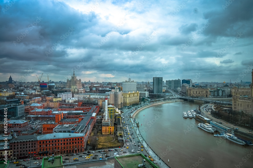 panorama of the Moscow city with Moscow river and Russian government