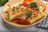 Mexican cuisine - chicken burrito with beans