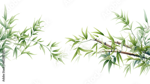 A boarder design  in a style of watercolor clipart  highly detail  greenery  created with AI  isolated on transparent background  PNG  300 DPI 