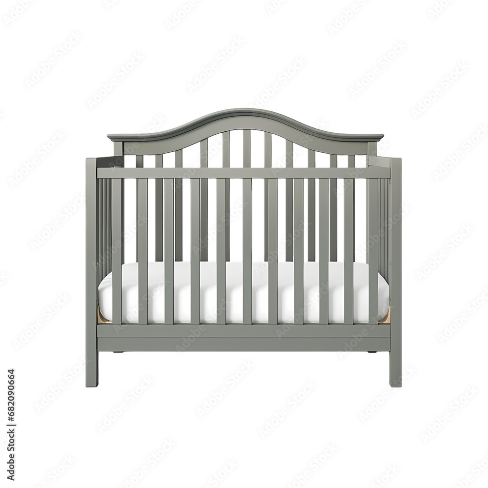 Convertible crib on transparent background, white background, isolated, bed illustration Convertible crib on transparent background, white background, isolated, bed illustration