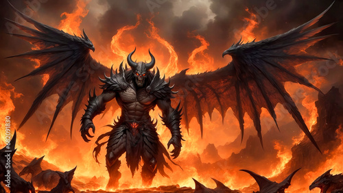 A Demon is a rare type of infernal that is characterized by being horned and having a stronger heat signature compared to normal infernals. 4K - 8K - 12K TV. Generative AI.
