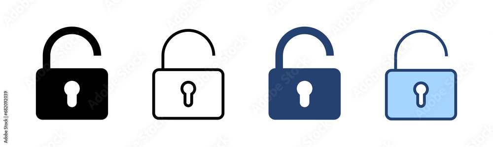 Unlock icon vector. Unlock sign and symbol. unlocked padlock icon Unlock icon vector. Unlock sign and symbol. unlocked padlock icon