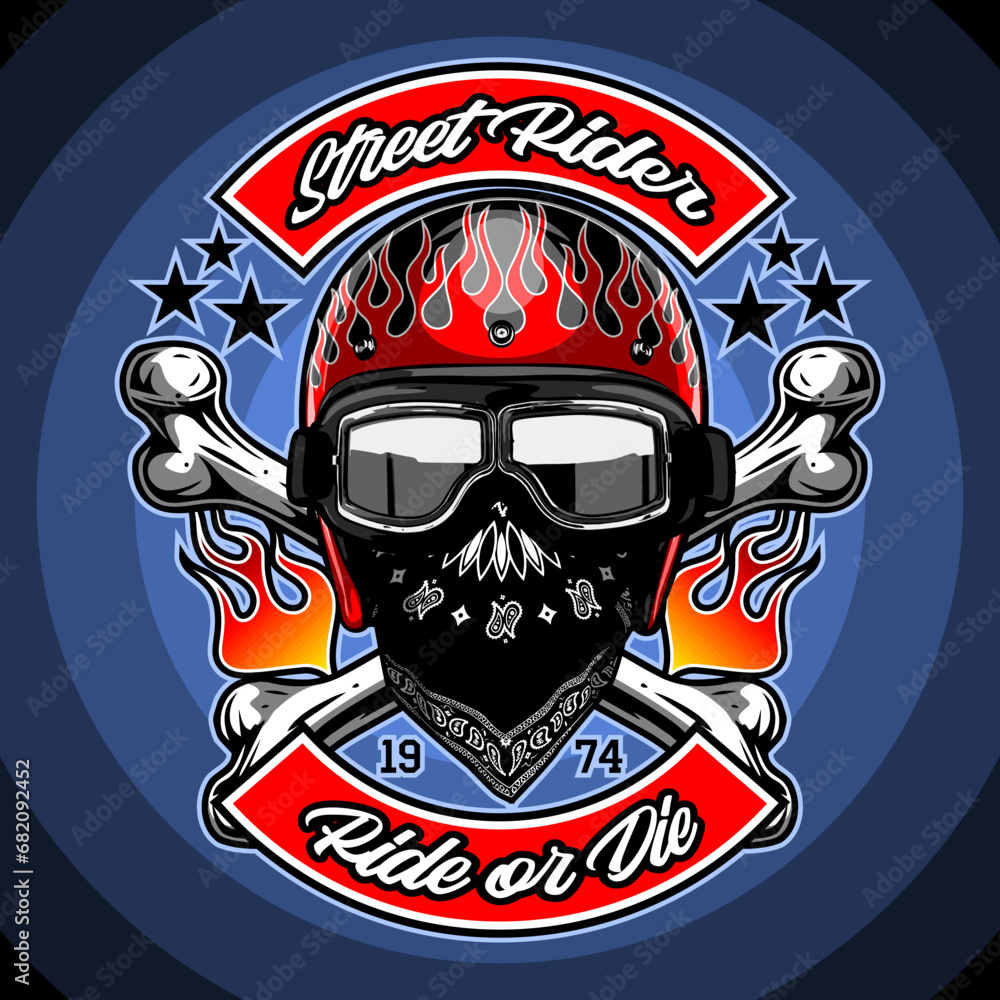 classic helmet front view as a motorbike club logo