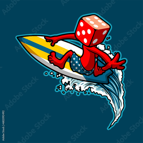 dice playing surf vector template