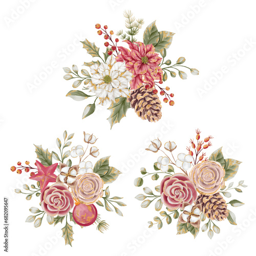 Rose & Poinsettia Christmas Decoration