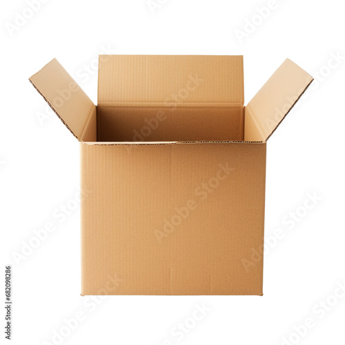 Open cardboard box on transparent background, ai technology