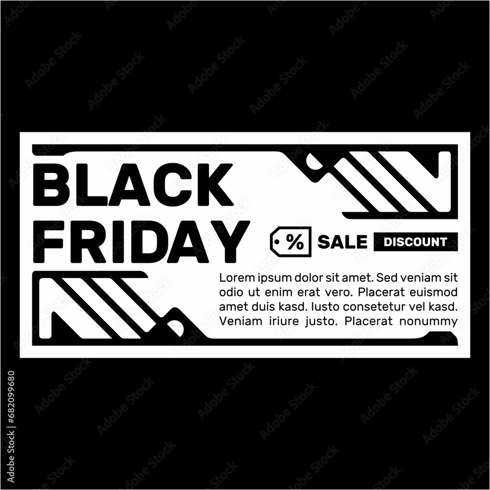 Fototapeta premium Vector illustration advertisement black Friday discount % sale editable