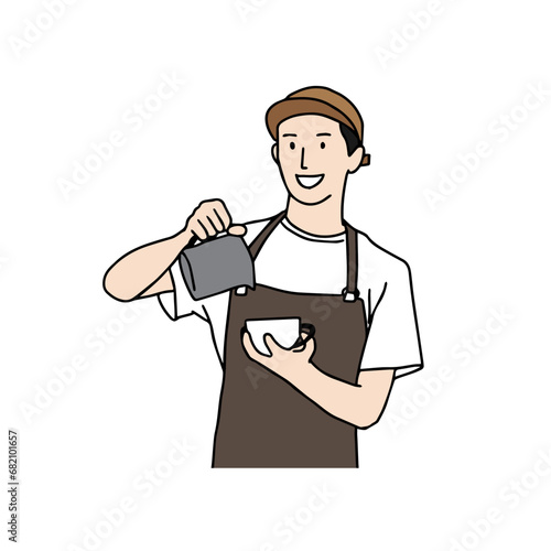 A barista who makes hand-drip coffee.
Hand drawn style vector design illustrations.