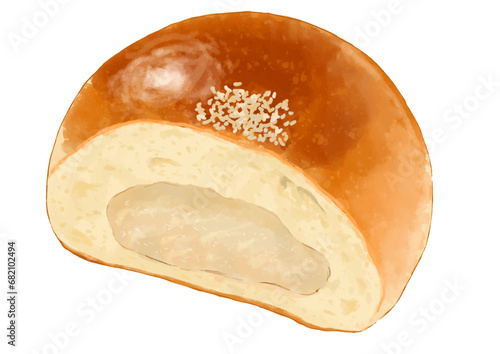 白あんパンの断面