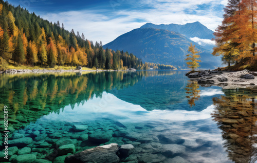 autumn lake in mountain