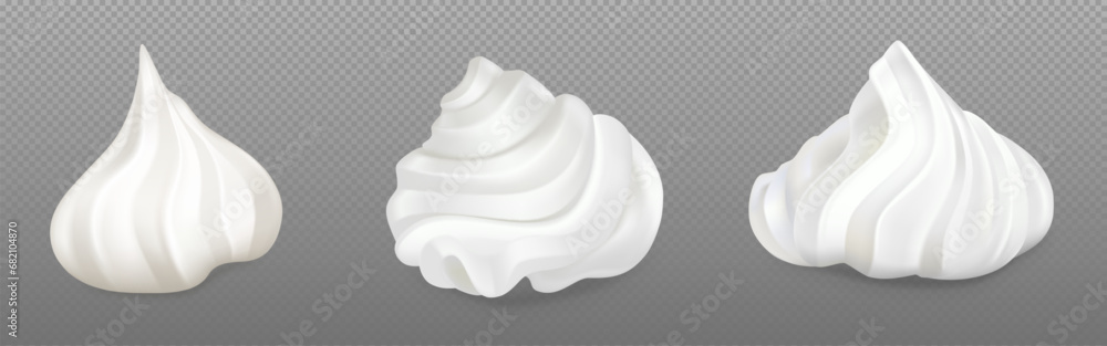 3d isolated white cake cream whip swirl vector. Ice vanilla foam food decoration. Frozen creamy yogurt texture pack for decorating bakery dessert. Realistic frosting topping whipped twirl pile set. 3d isolated white cake cream whip swirl vector. Ice vanilla foam food decoration. Frozen creamy yogurt texture pack for decorating bakery dessert. Realistic frosting topping whipped twirl pile set.
