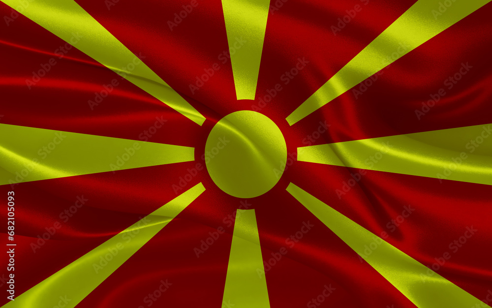 3d waving realistic silk national flag of Macedonia. Happy national day Macedonia flag background. close up 3d waving realistic silk national flag of Macedonia. Happy national day Macedonia flag background. close up