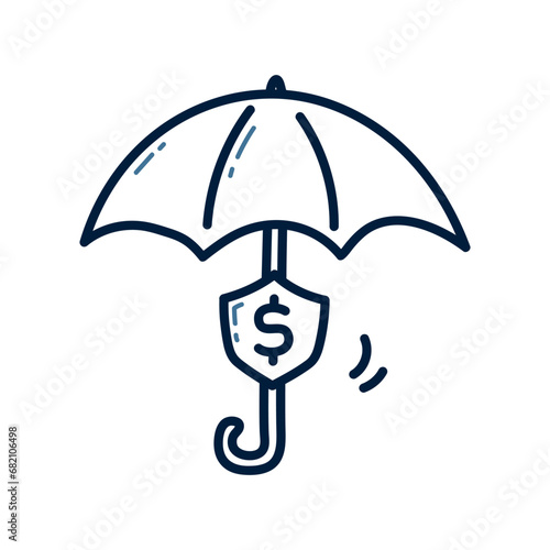 Hand drawn financial insurance doodle icon. 