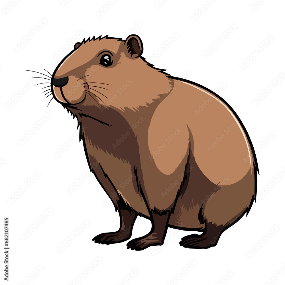 Capybara animal in cartoon style on transparent background, Capybara Stiker design Capybara animal in cartoon style on transparent background, Capybara Stiker design