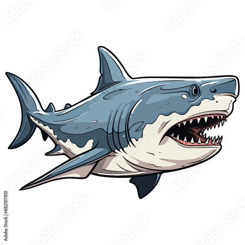 Megalodon animal in cartoon style on transparent background  Shark Stiker design.