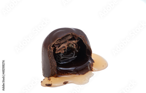 chocolate candy with cherry isolated