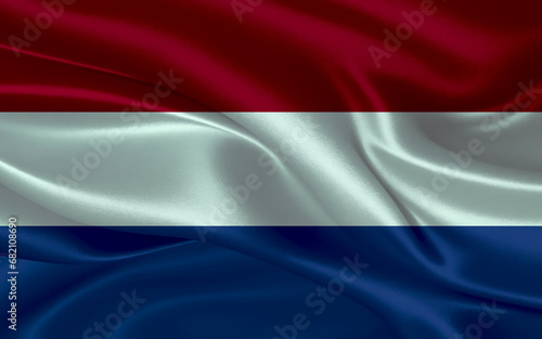 3d waving realistic silk national flag of Netherland. Happy national day Netherland flag background. close up