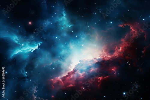 Bright, beautiful cosmic nebula. Generative AI © Artsiom P