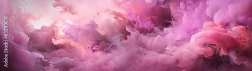 Dreamy and Mysterious Abstract Panoramic Scene with Pink and Purple Clouds