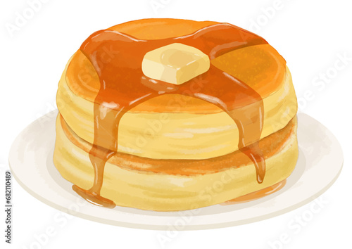 2枚重ねの分厚いホットケーキ(パンケーキ)
