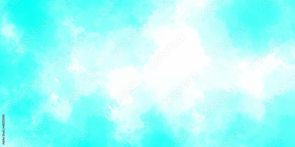 Abstract watercolor background with blue in the sky clouds. Blue sky with clouds and Abstract watercolor digital art painting for texture background. White clouds and blue sunny sky for vector art.