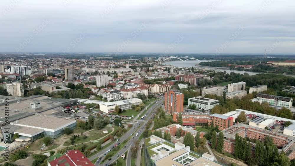 Busy traffic in the morning in the city of Novi Sad viewed from above Busy traffic in the morning in the city of Novi Sad viewed from above