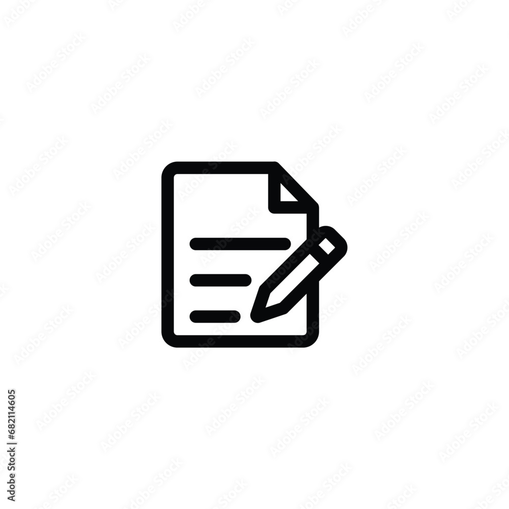 Document with pencil icon vector illustration. outline icon for web, ui, and mobile apps Document with pencil icon vector illustration. outline icon for web, ui, and mobile apps