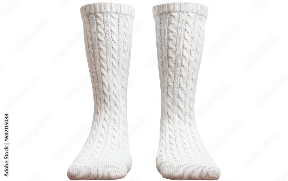 Cable Knit Comfort Knee High Socks on White or PNG Transparent Background. Cable Knit Comfort Knee High Socks on White or PNG Transparent Background.