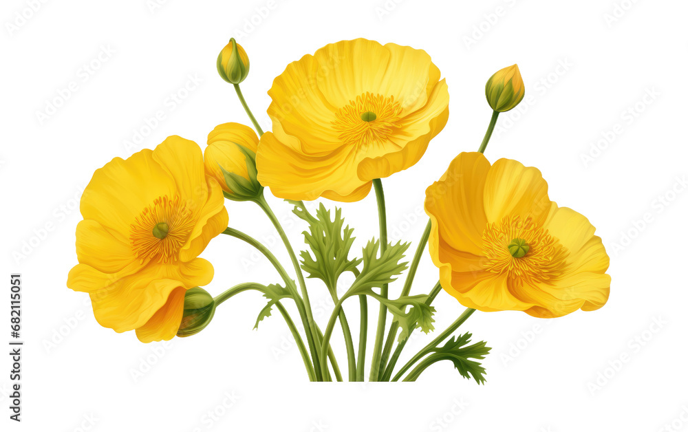Buttercup Beauty Floral Radiance Unveiled on White or PNG Transparent Background. Buttercup Beauty Floral Radiance Unveiled on White or PNG Transparent Background.