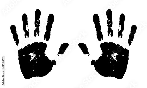 Vector illustration of two handprints. Palm prints on an isolated background. Vector print for your design. Vector EPS 10