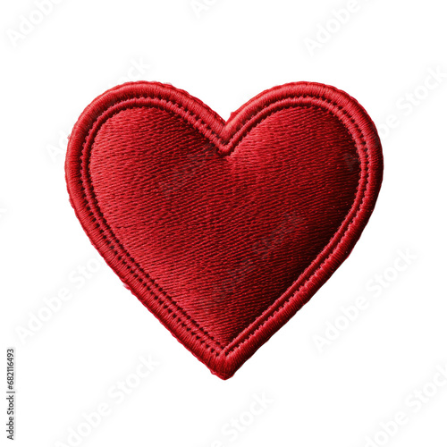 Embroidered patch badge of a red heart on white or transparent background