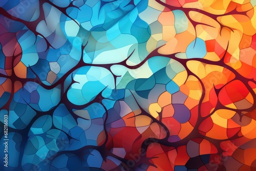 Abstract background with multicolored stained-glass window texture. Abstract background for National Puzzle Day photo