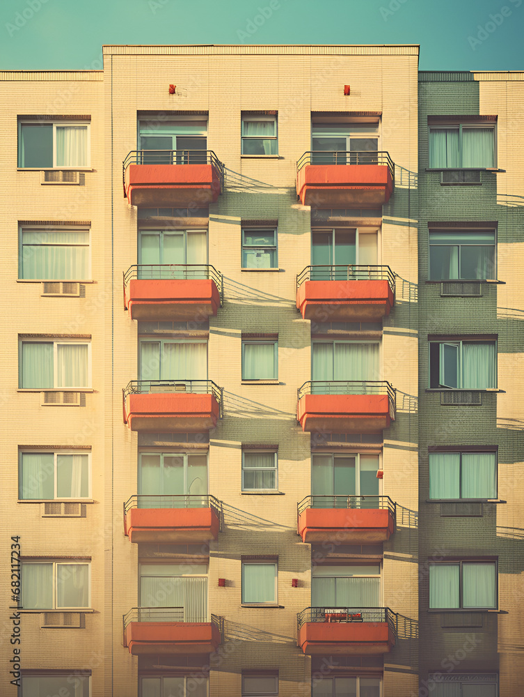 Retro apartment building, abstract background Retro apartment building, abstract background