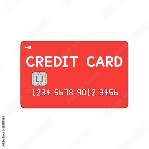 ICチップが付いている赤色のクレジットカード