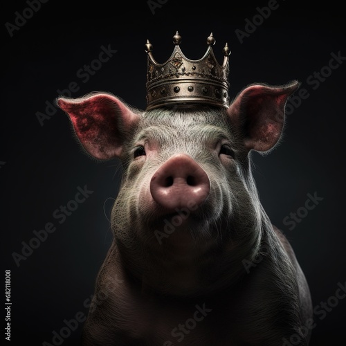 portrait of a majestic Pig with a crown © somsong
