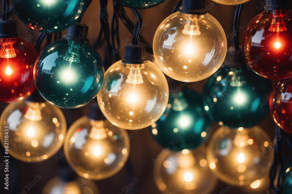 Retro Christmas Lights: Close-up of vintage-style Christmas lights.