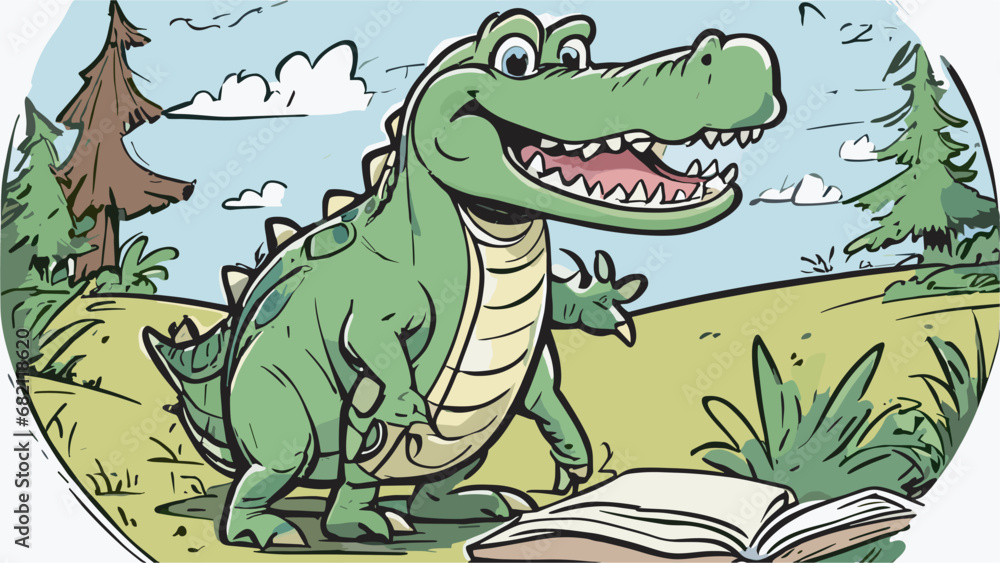 Fototapeta premium Crocodile cartoon character illustration vector image. Aligator wild design graphic design image