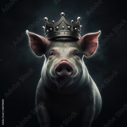 portrait of a majestic Pig with a crown © somsong
