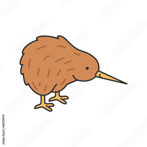Kiwi bird flat icon. Vector illustration of kiwi bird.