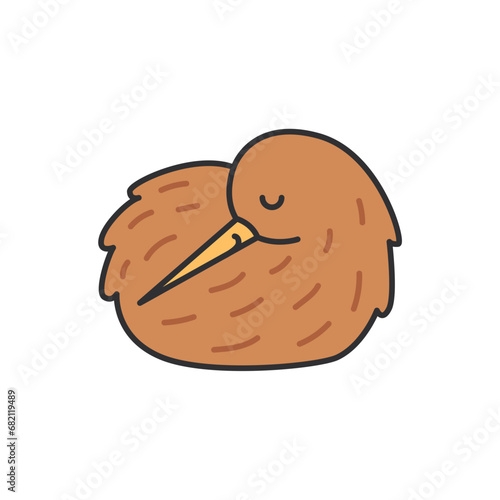 Kiwi bird flat icon. Vector illustration on white background.