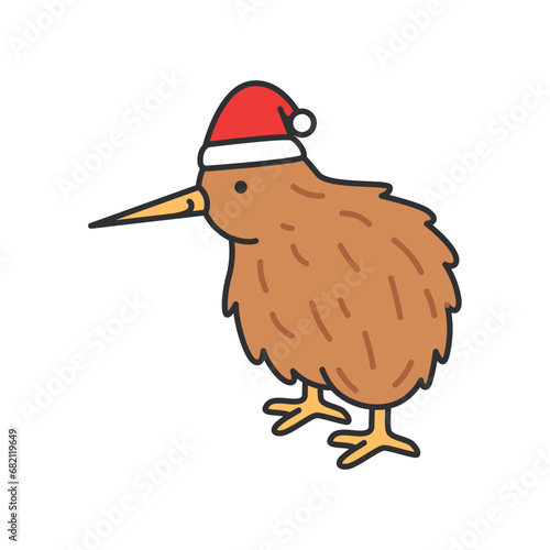 Kiwi bird with santa hat