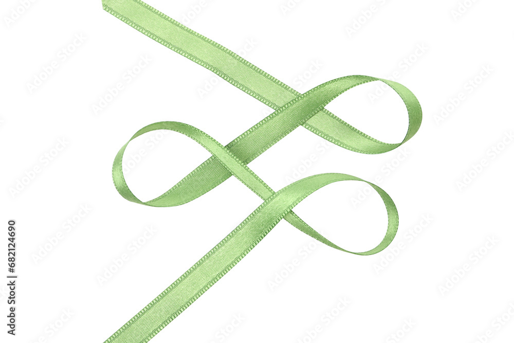 Naklejka premium PNG, Green satin ribbon, isolated on white background