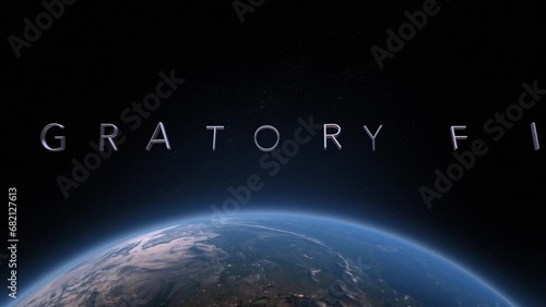 migratory fish 3D title animation on the planet Earth background photo