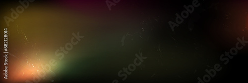 Vintage dusty photo film texture. Vector realistic illustration of abstract blurred orange and black background with light leak effect, dusty footage, retro sunlight flare flare, nostalgic picture